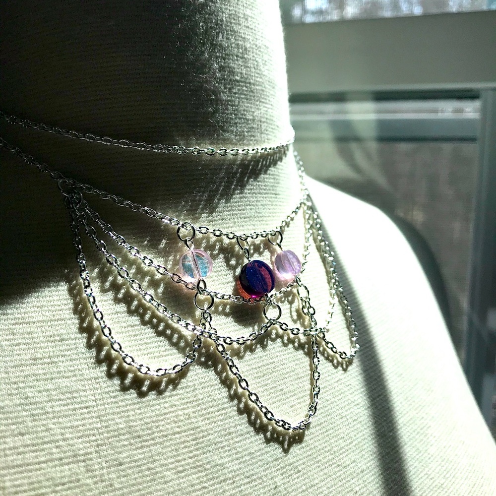 Lilac Goddess Moon Choker in Silver 🦄 💅🏻🌙